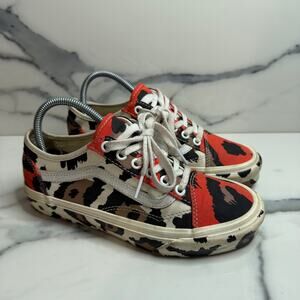 Vans Old Skool Black Orange Camo Print Sneakers Shoes M Sz 4.5 W Sz 6 Skateboard